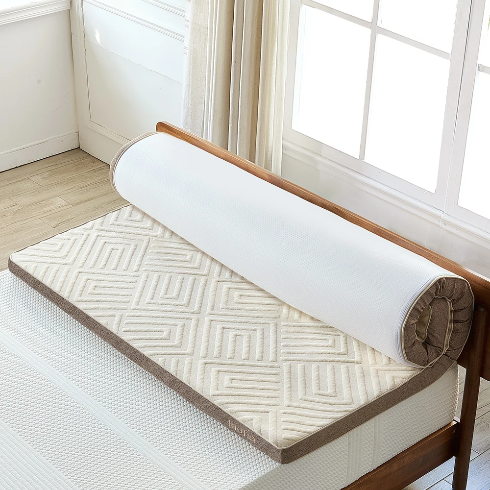 Inofia Dual Layer Support System Natural Latex 8cm Linen Washable Cover Mattress Topper