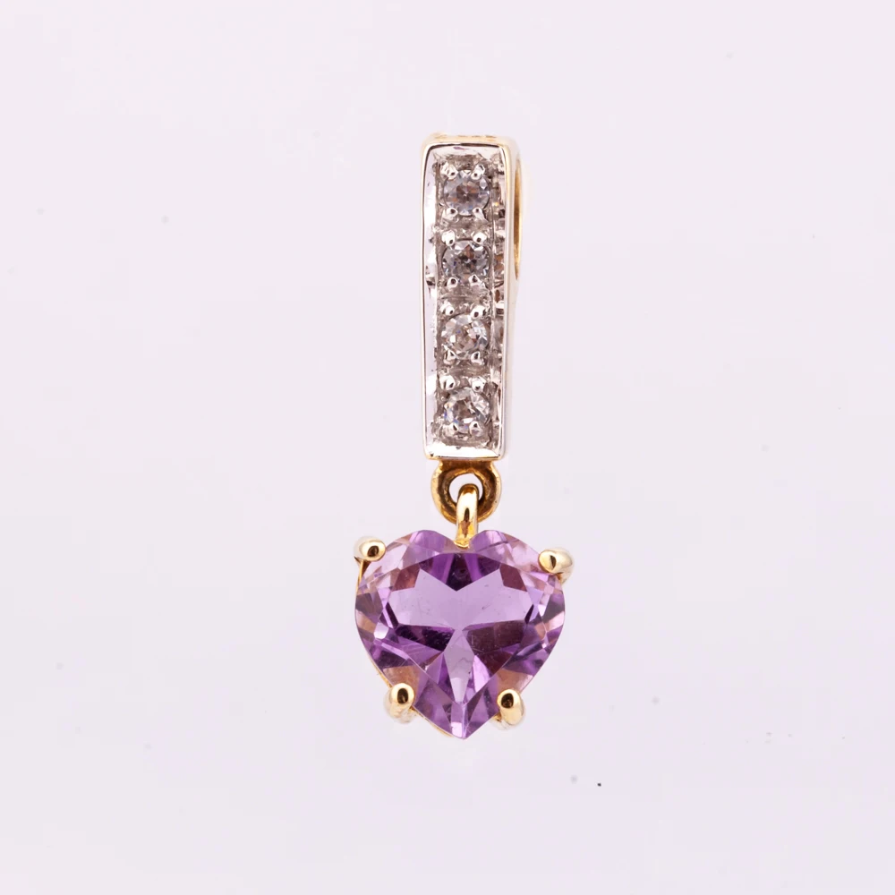 Amethyst and diamond heart pendant silver 925 14K gold plated high quality factory price  from Thailand Manufacturer