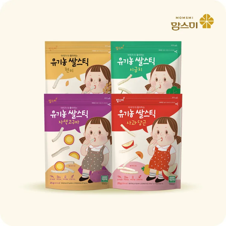 [Корейская Органическая рисовая палочка, закуска с шпинатом] 98%, Корейская закуска из коричневого риса, закуска для младенцев 6 месяцев после родов