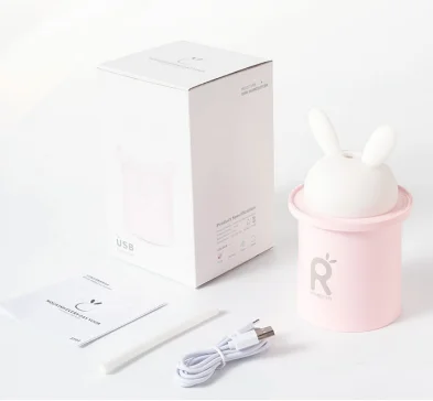 JISULIFE 2021 New arrival Cute Rabbit humidifier Lovely Mini USB humidifier Car humidifier diffuser with colorful lights