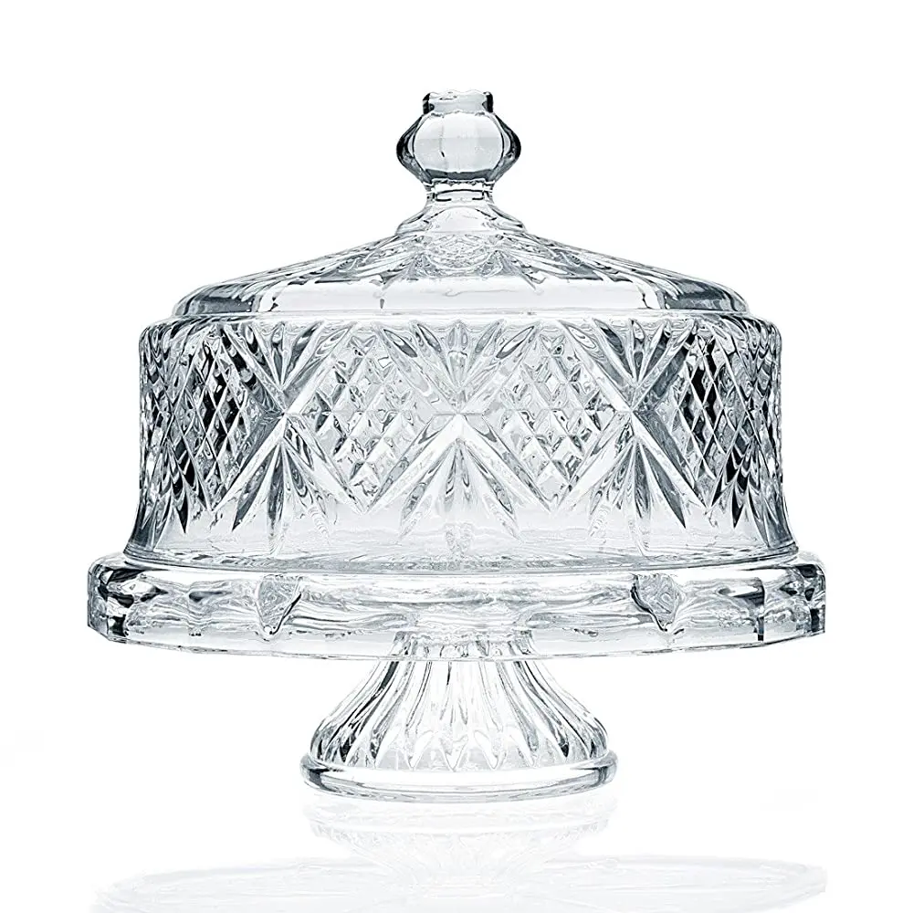 Crystal Glass Cake Plate With Dome Cover