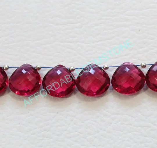 Ruby lite quartz heart shape stone top drill gemstone jewelry making gemstone high quality stone jewelry making gems rare stone