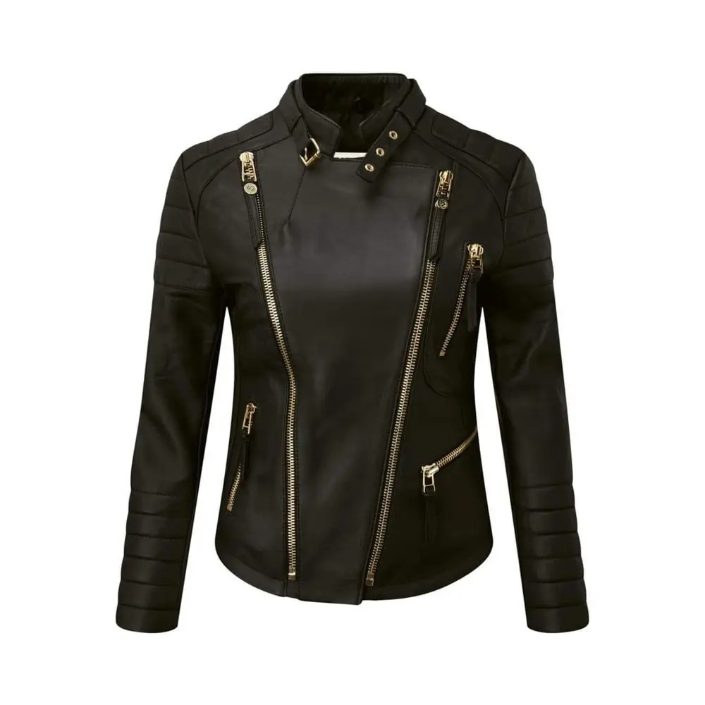 Custom Made High Quality Soft Moto Women Leather Jacket Factory wholesale Ladies Biker Belt leather jacket