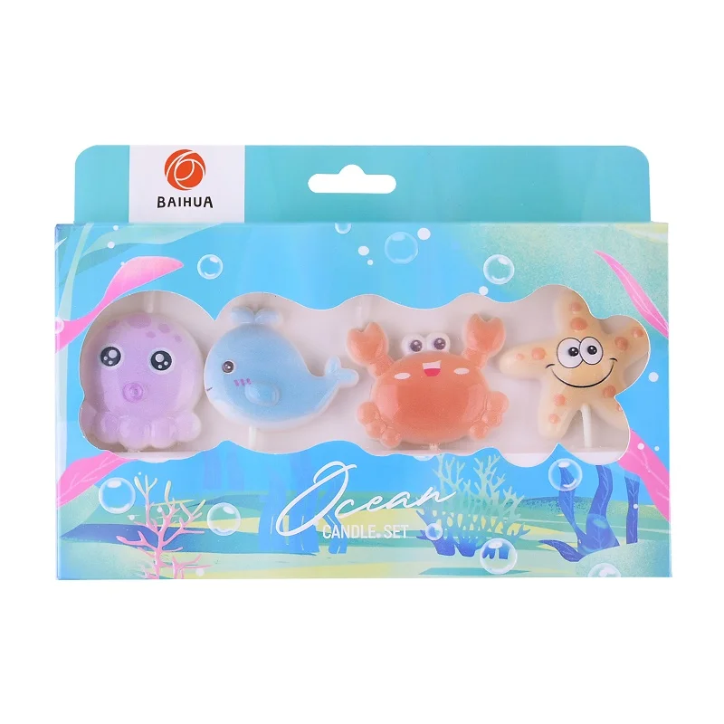 New Trend  Three-Dimensional  Exquisite Design Ocean Theme Fish Starfish Crab Shape Birthday Cake Candles For Parties