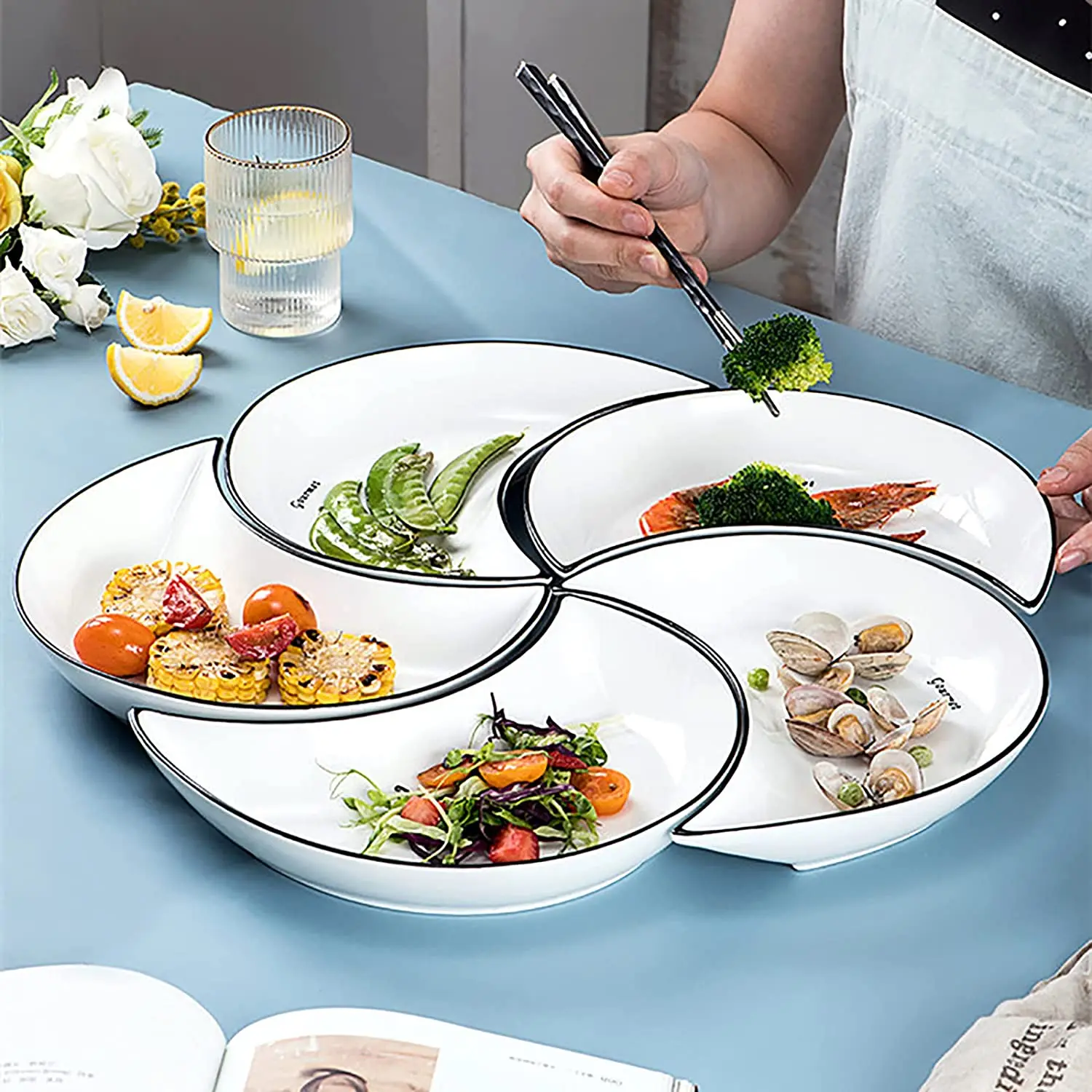 Half Moon Shaped Pasta Plate Ceramic Sushi  Salads  Pasta Cake Breakfast Plate