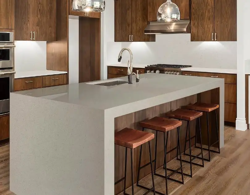 Classic Sparkle white quartz applied in Interior space or kitchen island or countertop