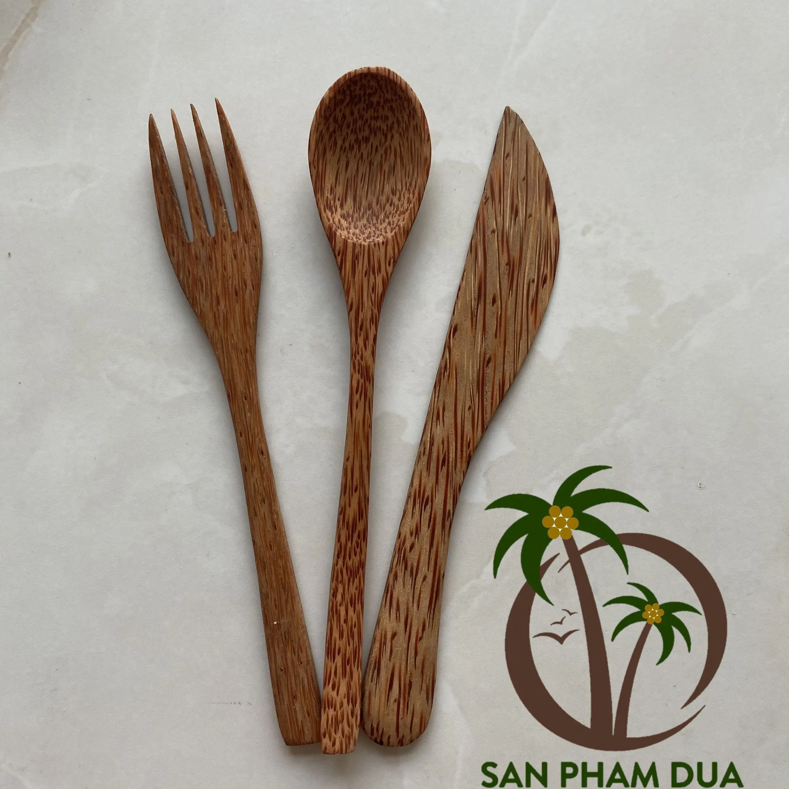 Столовые приборы из кокосового дерева/Экологичная Кокосовая ложка вилка ложка/бестселлер многоразовая посуда дерева для путешествий/крышка бамбуковой соломы