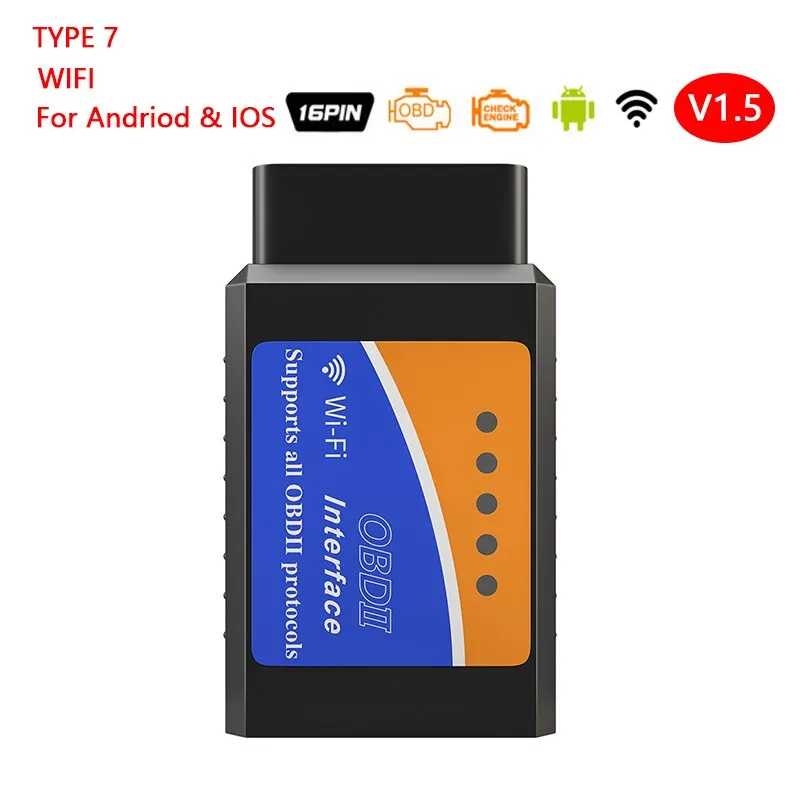 WIFI Universal ELM327 EOBD OBD2 Code Reader WIFI ELM327 V1.5 Scanner for IOS Auto OBDII Scan Tool OBD 2 ODB II ELM 327 V1.5 ODB2