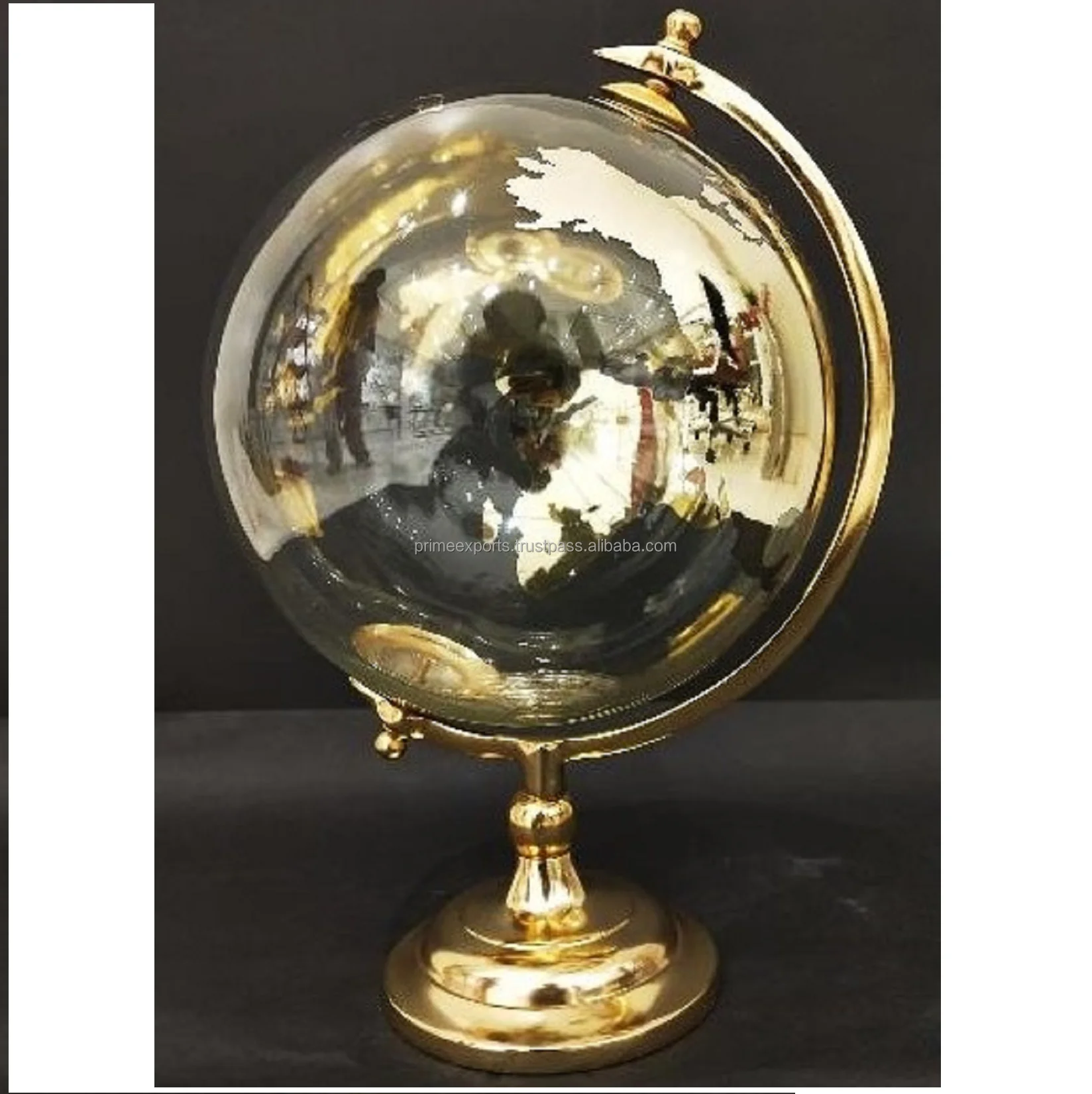 Decorative Glass Map globe With Gold Metal Decorative Table Top Decor Scandinavian and European Glass Ball Globe