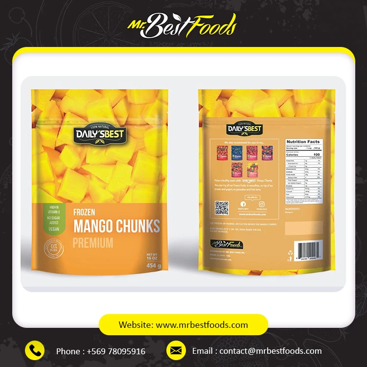 
Top Sale Factory Price Competitive Price IQF Grade A Mango Chunks Healthy Frozen Fruit 