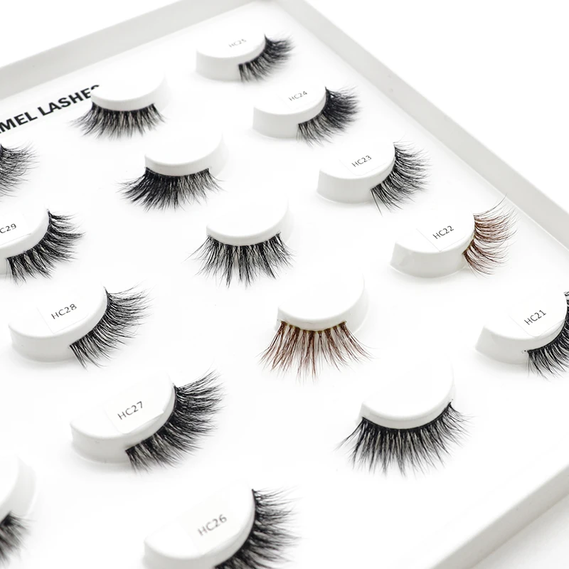 Qingdao Factory Vendor 3D Faux Mink Eyelashes Vegan Half Band Nature Invisible USA Market 5 Pairs Lashes Set Book