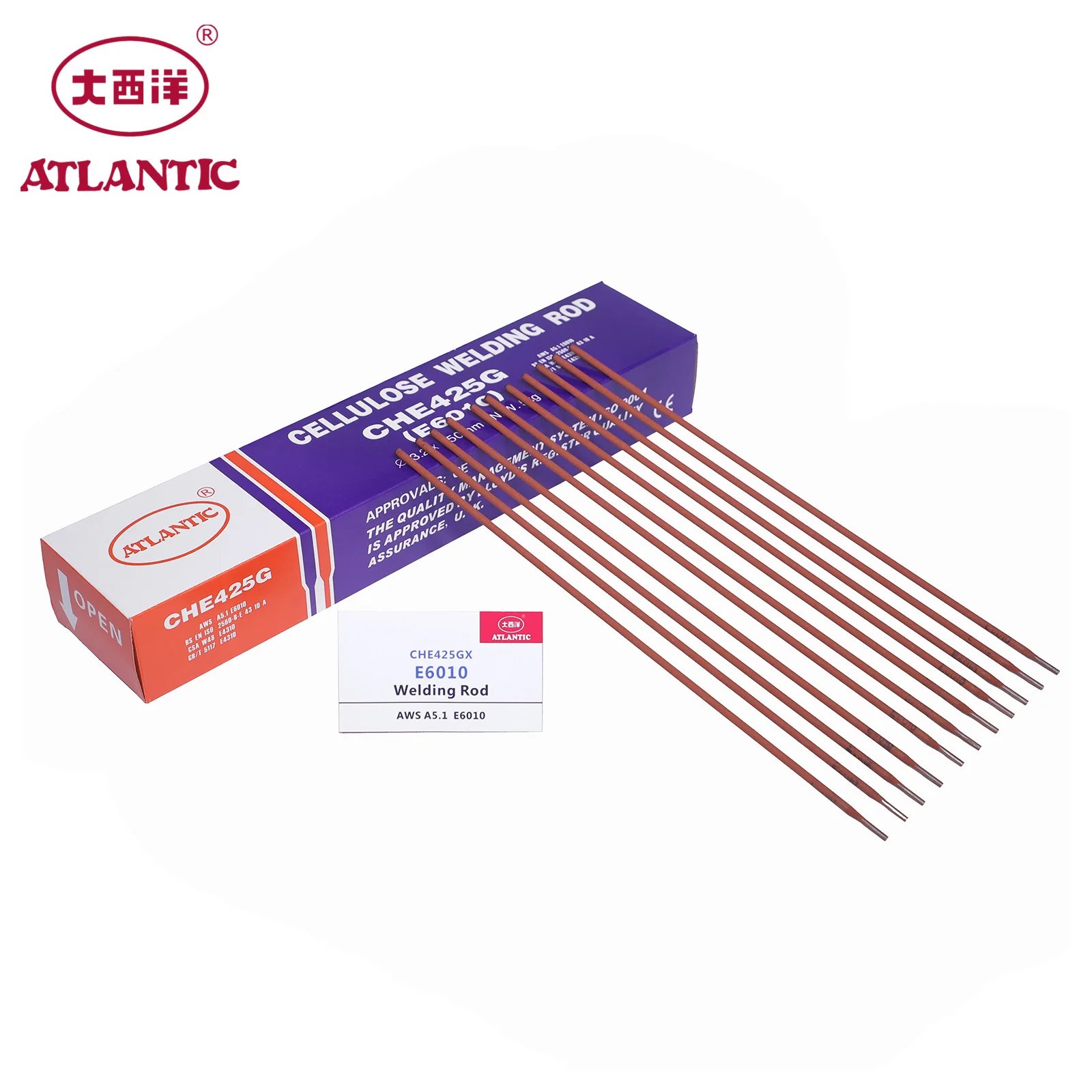 ATLANTIC 75 Years AWS A5.1CHE425GX E6010 Kinds Of Vertical-down Covered Mild Steels Welding Rods