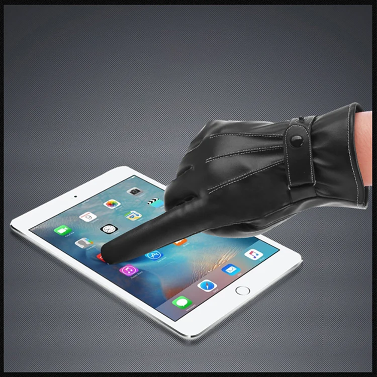 Man Women PU Antiskid Glove Waterproof Warm Winter Cycling Driving Mittens Motorcycle Touch Screen Leather Gloves