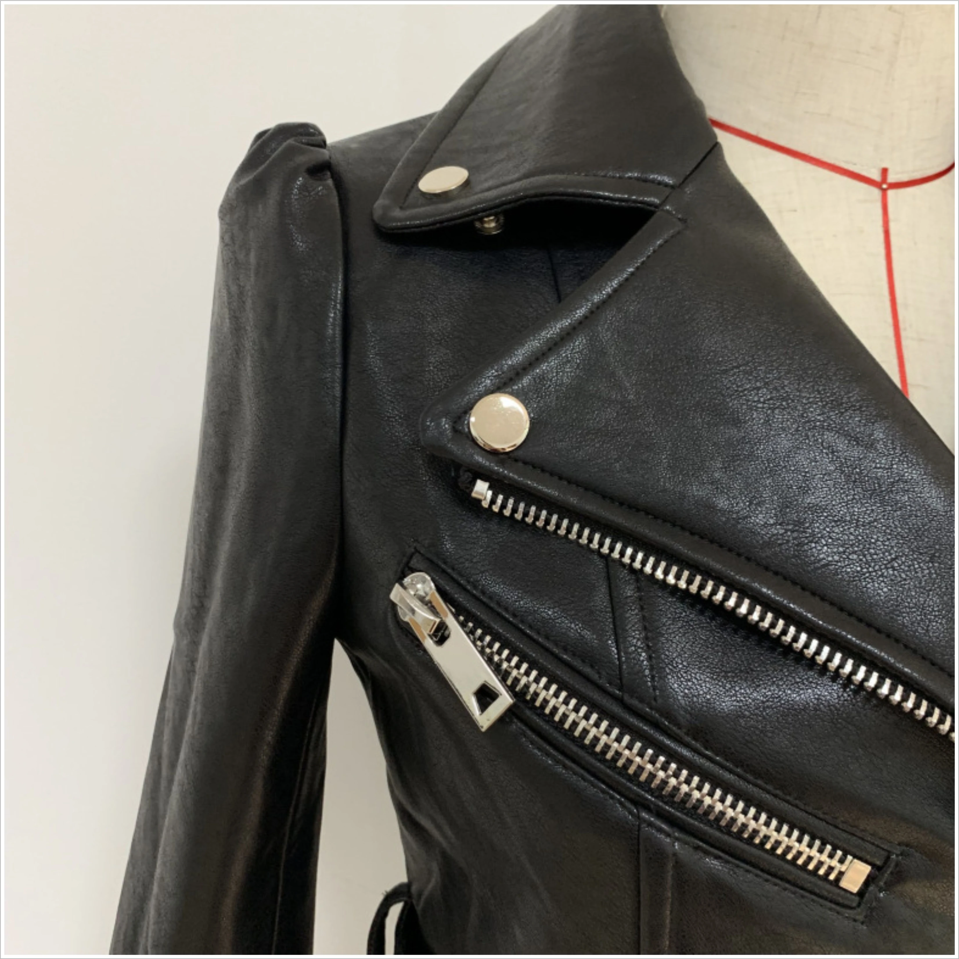 Fashion Woman Short Jacket Slim Streetwear Casual Oversized Solid Zipper Female Outwear Coat Women Motorcycle Leather Jacket