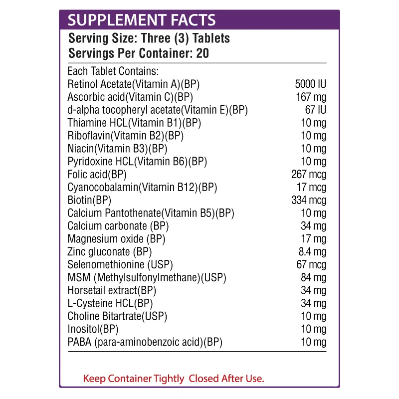 
MAXZOOM Halal Food Supplement Vitamin A C E B3 Biotin | MSM | Protect Repair and Nourish Hair Tablets Skin Women Beauty Product 