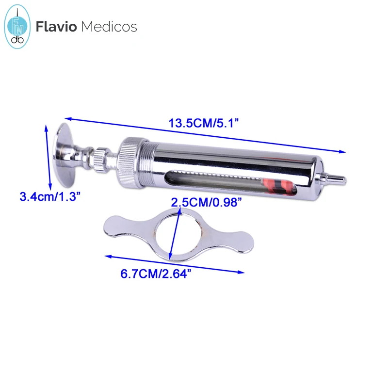 Veterinary Syringe Injection Glass Sampler Livestock Stainless Steel Instruments