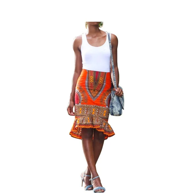 Custom fashion African women dashiki pencil fir short long skirt