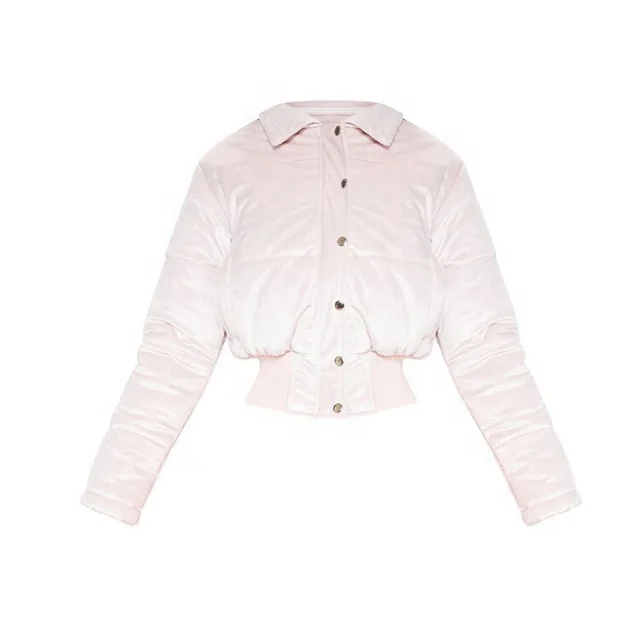 High Quality New Design Custom Windproof stylish cropped women velvet puffer jacket