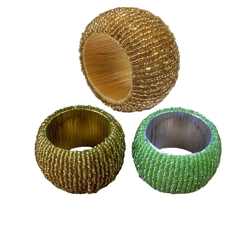 Glass Beads Napkin Ring in round shape use in wedding parties customized kitchen accessories napkin holder,napkin ring