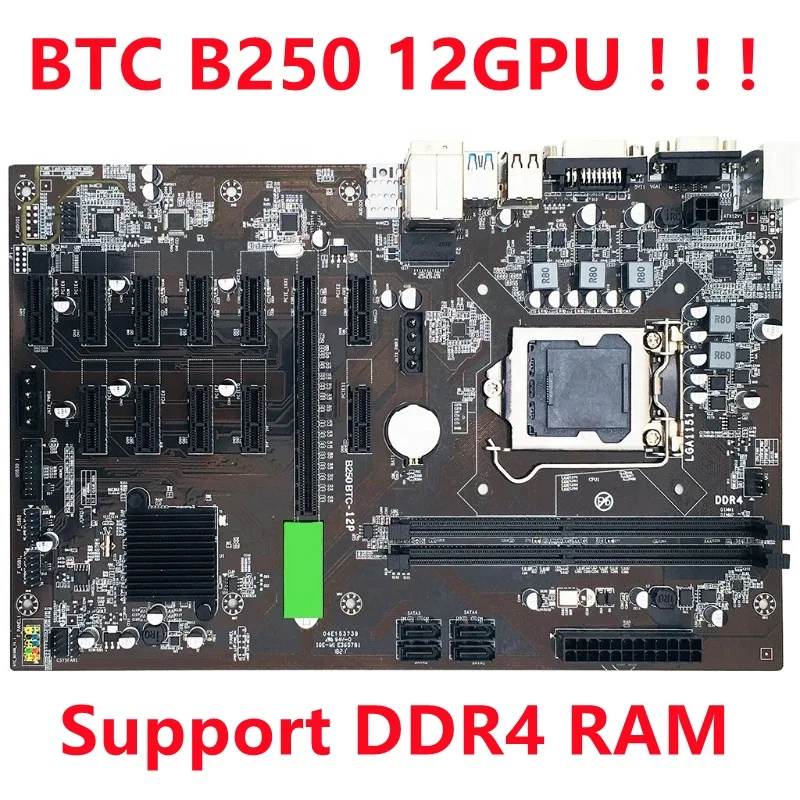 Профессиональная материнская плата B250 видеокарты 12 GPU i3/i5/i7 LGA