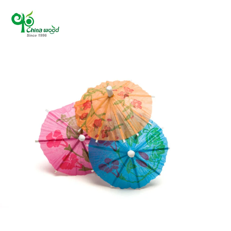 Blue Cocktail Umbrella Parasol Picks Assorted Colors Drink Umbrella wooden Toothpicks for Drink Food for Party