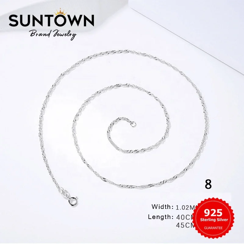 
Suntown Collar Plata 925 Sterling Silver Jewelry Stylish Adjustable Sterling Sliver Long Chains Silver Necklace Wholesale 