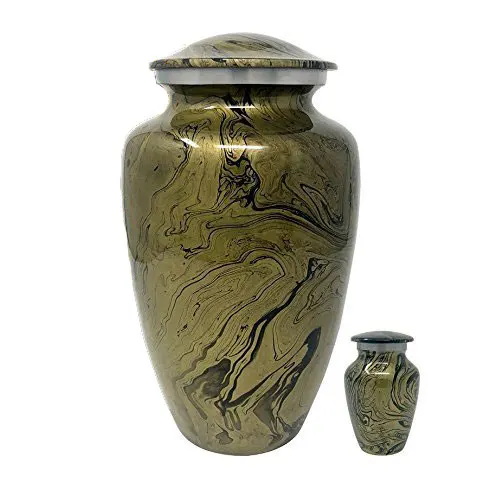 Antique Blue White Ocean Metal Urn for Ashes, Adult Cremation Urn American/European Style