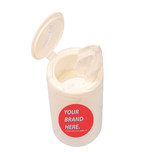 
 Бесплатный дизайн этикетки. Бесплатные образцы. Чистящие влажные салфетки в канистре, 75 шт., изготовленные на заказ во Вьетнаме  