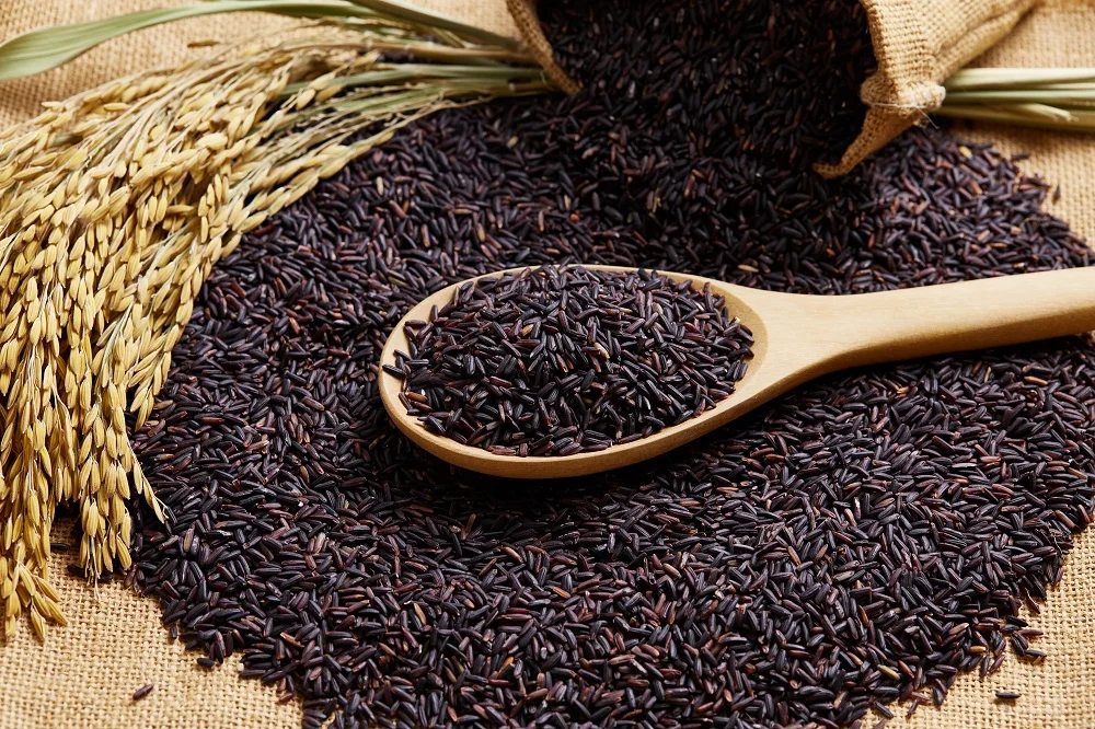 Dried Organic Thai Long-Grain Aromatic Rice Berry Black Rice in PP Woven Bags Packaging