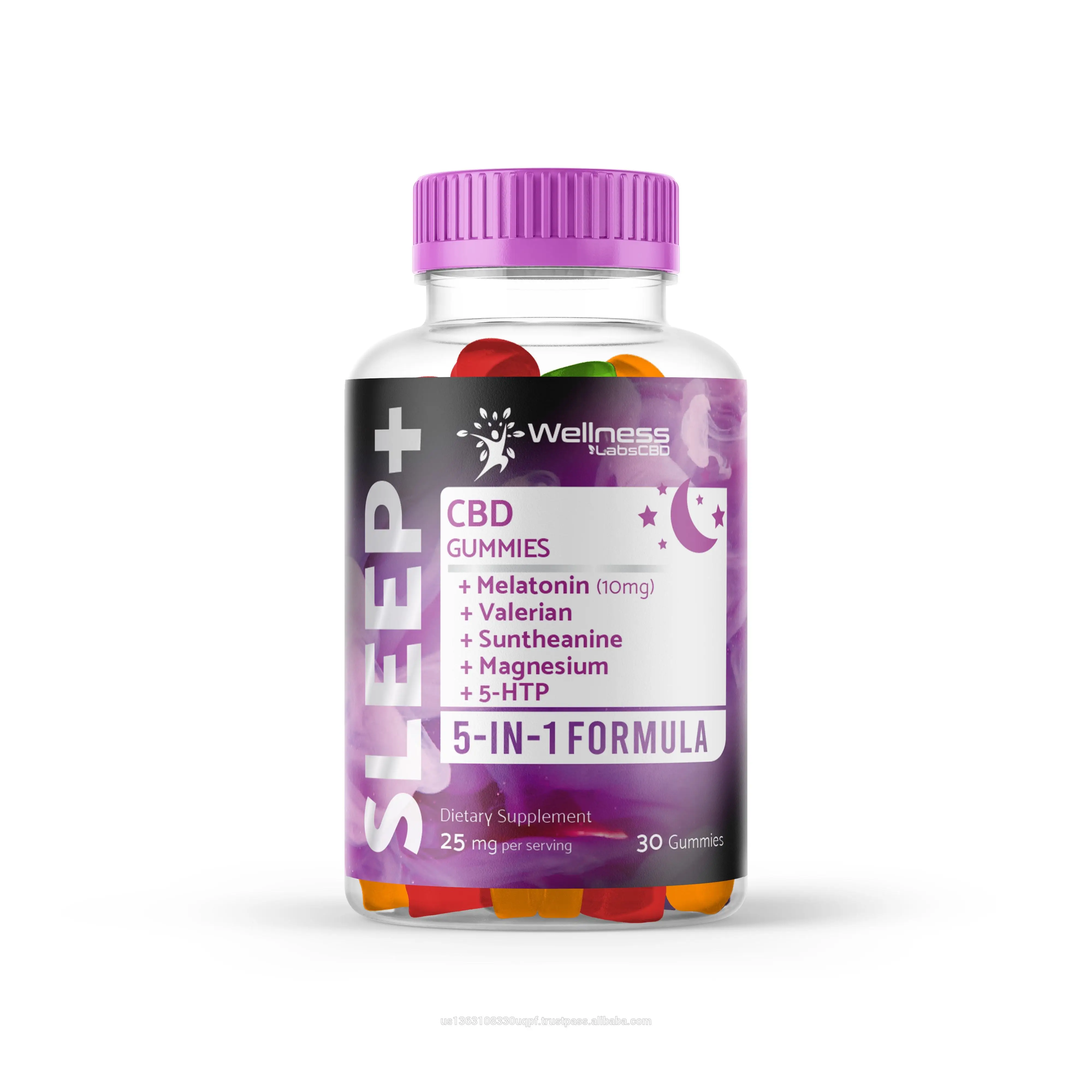 
10-pack CBD Gummies Tincture Drops for Sleep & Restlessness with Melatonin, Valerian, 5-HTP, Suntheanine, Magnesium - 25mg 