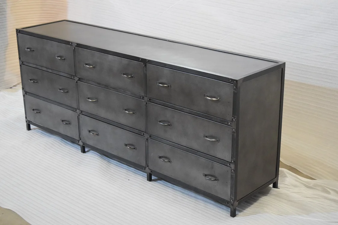 High Quality Industrial Vintage Furniture 9 Chest of Drawer File Storage Cabinet made from Metal Iron for Home and Office