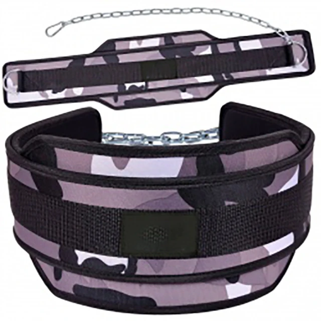 Weightlifting Dipping Belt Chain Nylon Weight Lifting Gym Fitness Exercise Weighted Belt Pull up Deep Belt with Steel Straight