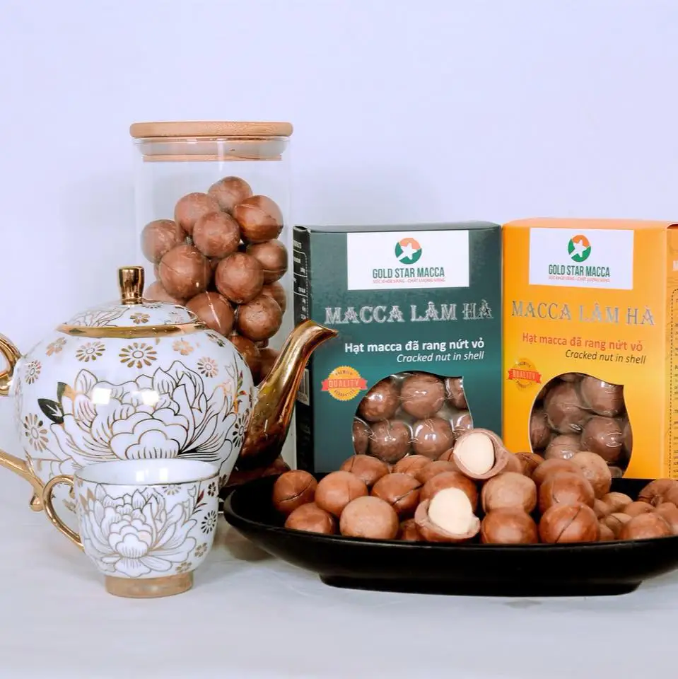 Macadamia cracked nut in shell box 250gr package ISO certificate from Vietnam