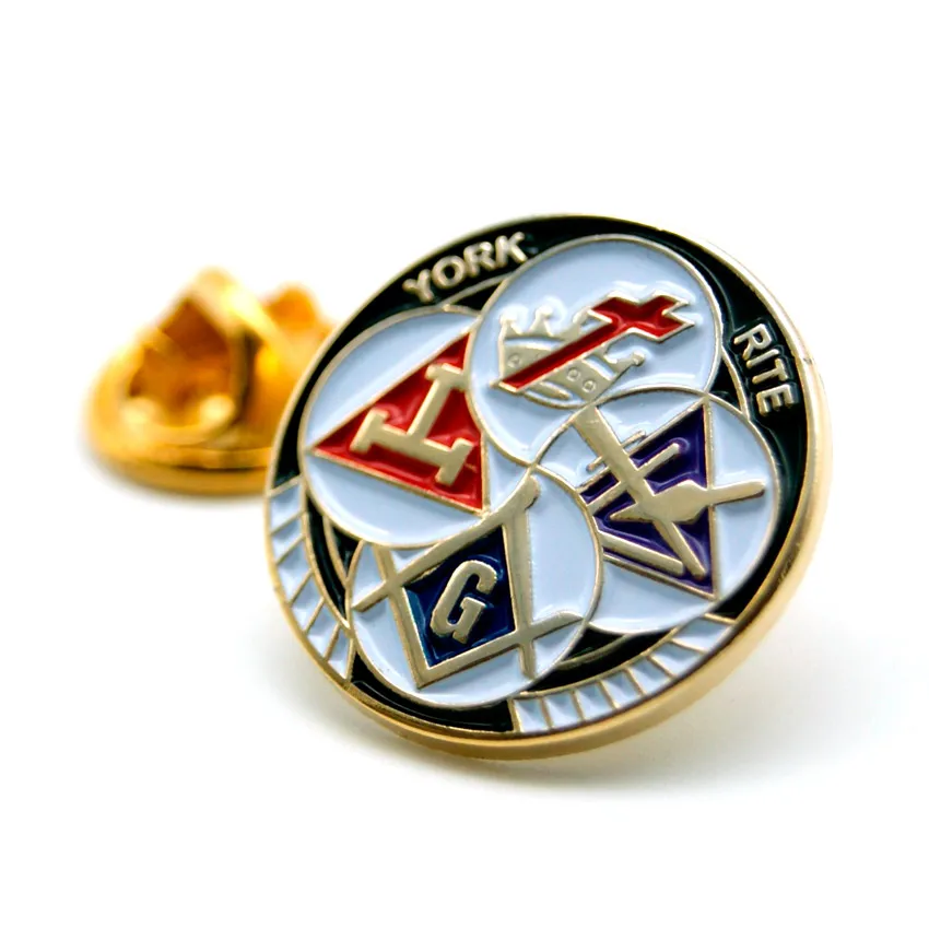 custom stamped brass soft enamel metal Freemasons club gift masonic lapel pin