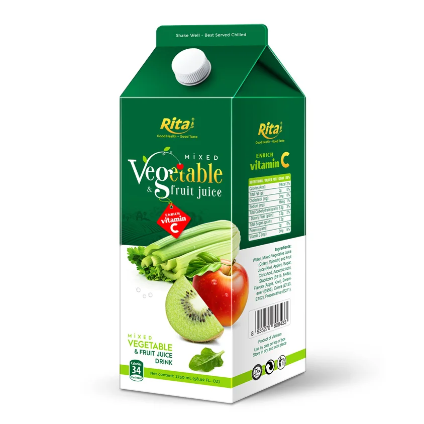 Vietnam Supplier 350 ml Box Paper Mixed Vegetable Juice