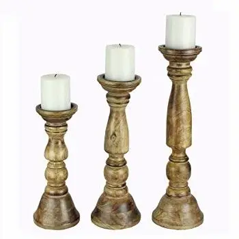 Деревянный недорогой подсвечник стильный деревянный для чая обеденного стола