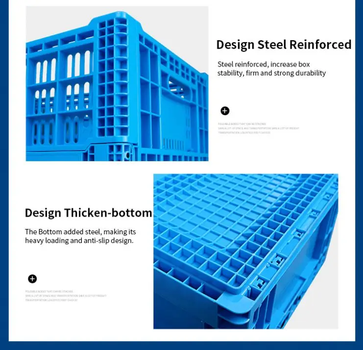 vented stackable collapsible plastic foldable vegetable storage crates