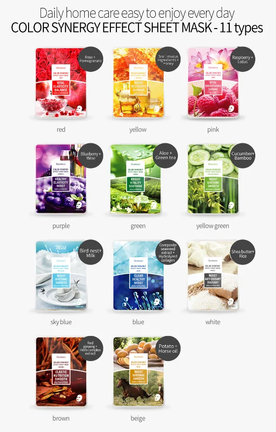 Deoproce Color Synergy Effect Sheet Mask White 10 sheets oem korea facial mask shea butter rice moisture soothing made in korea