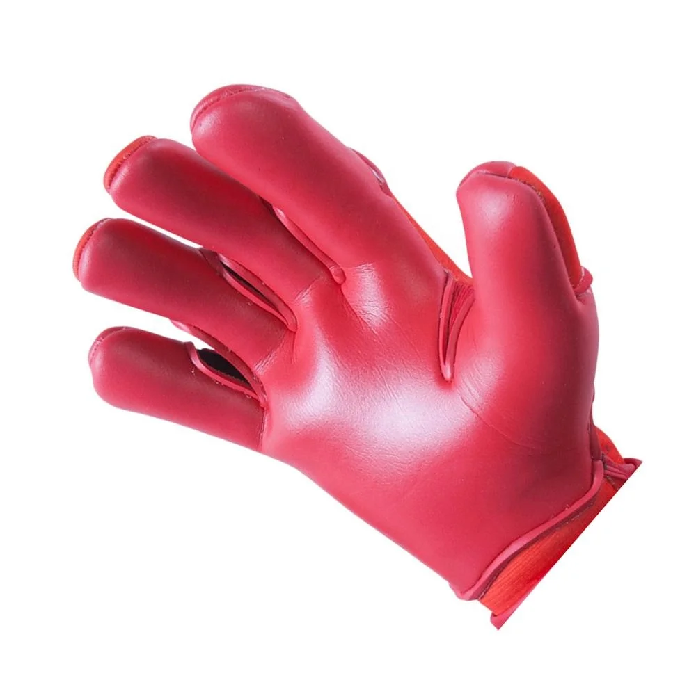 Bright color Latex sport goalkeeper gloves Soccer Goalie Gloves with rubber punch zone hybrid cut German latex professional