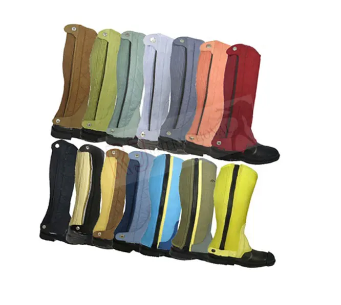 HALF CHAPS HORSE RIDING BLACK AMARA WITH WHITE HI-VIZ STARS NEW- S, M, L and XL By Riaz Jamal Intel