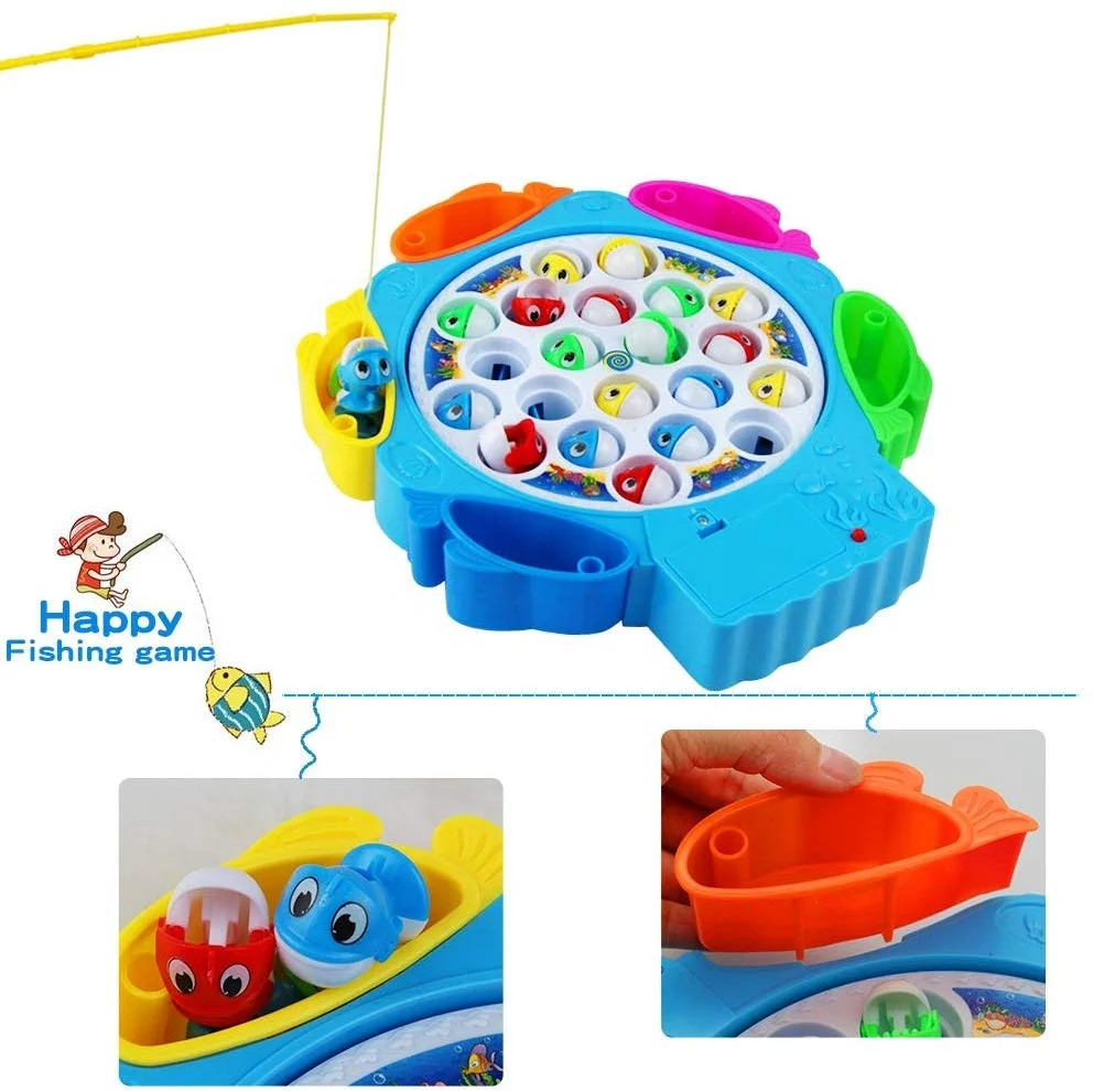 Music Glowing Plastic Magnetic Fishing Toy Set Fishing Rod Model Play Fishing Games Outdoor Toys