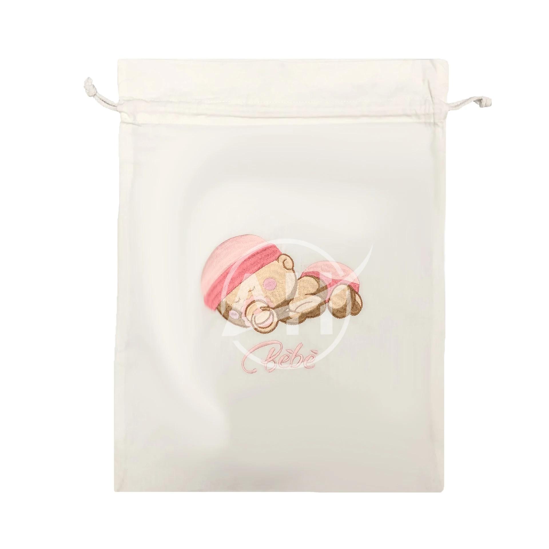 Embroidered drawstring laundry bags, personalized cute baby girl design kids drawstring bag