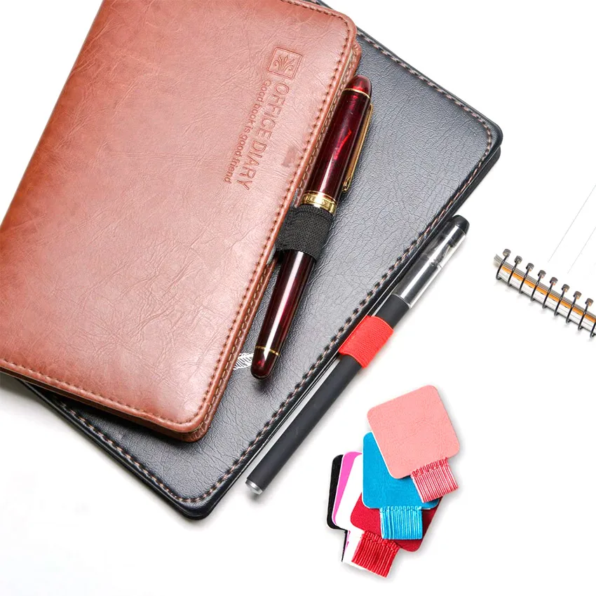 custom logo self adhesive ball-pen holder PU leather elastic pen loop