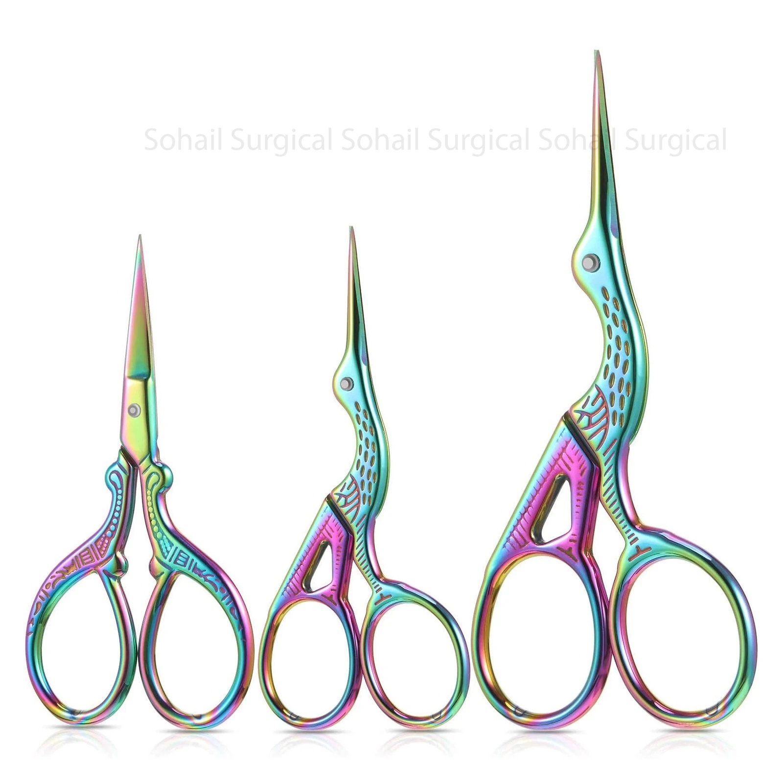 embroidery stork scissors titanium color high quality