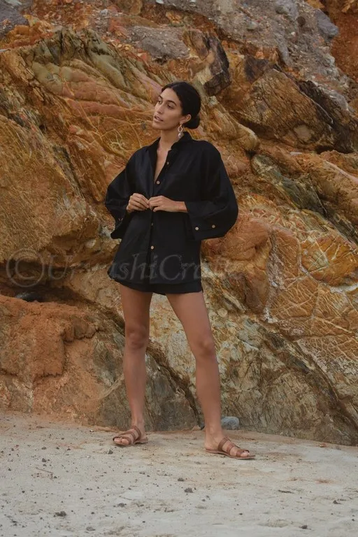 100% Linen Plain Cotton Full Sleeves With Buttons Unisex Oversized Shirts Indian Ethnic Summer Beach Shirts For Beach Cover Ups