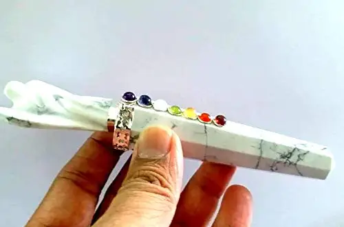  Струйная энергетическая волшебная палочка Howlite Angel Chakra приблизительно Заряженная чистая запрограммированная настоящая 5 - 6 дюймов бесплатная брошюра