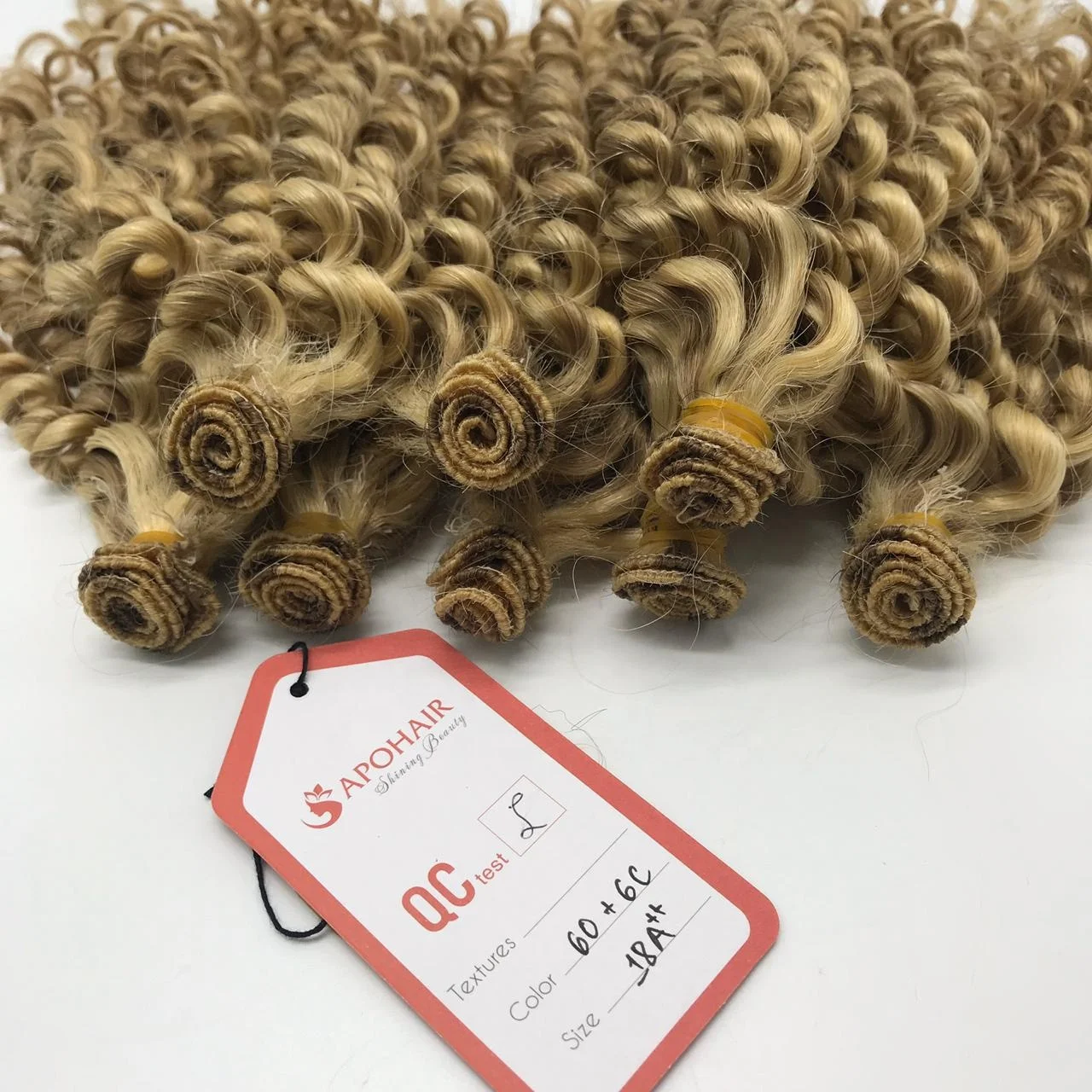 Vietnamese Factory Curly Hand Tied Weft Mix Piano Color 60 and 6C 100% Made By Hand