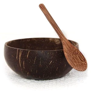 Eco-Friendly Feature and Bowls Dinnerware Type coconut shell cups for ice cream Coconut Shell Bowl with spoon dinnerware sets 2024 Trend
