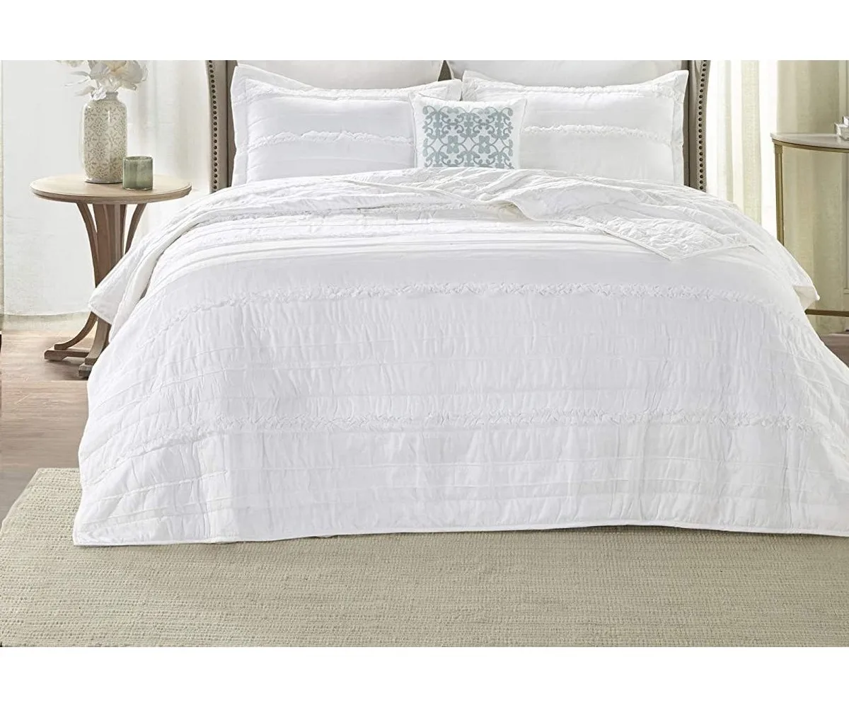 Luxury Wedding  washed cotton quilts solid embroidered quilted bed cover sheets