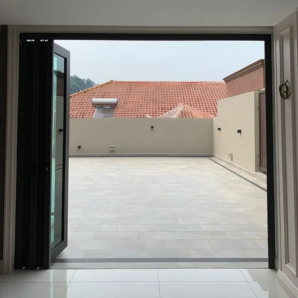 Aluminum folding door customized waterproof exterior aluminium glass bifold patio sliding bi folding door glass front entry doo